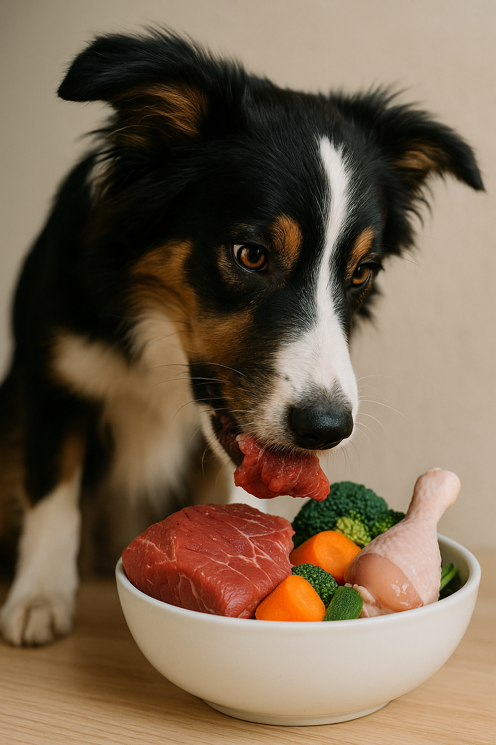 Perro con dieta natural